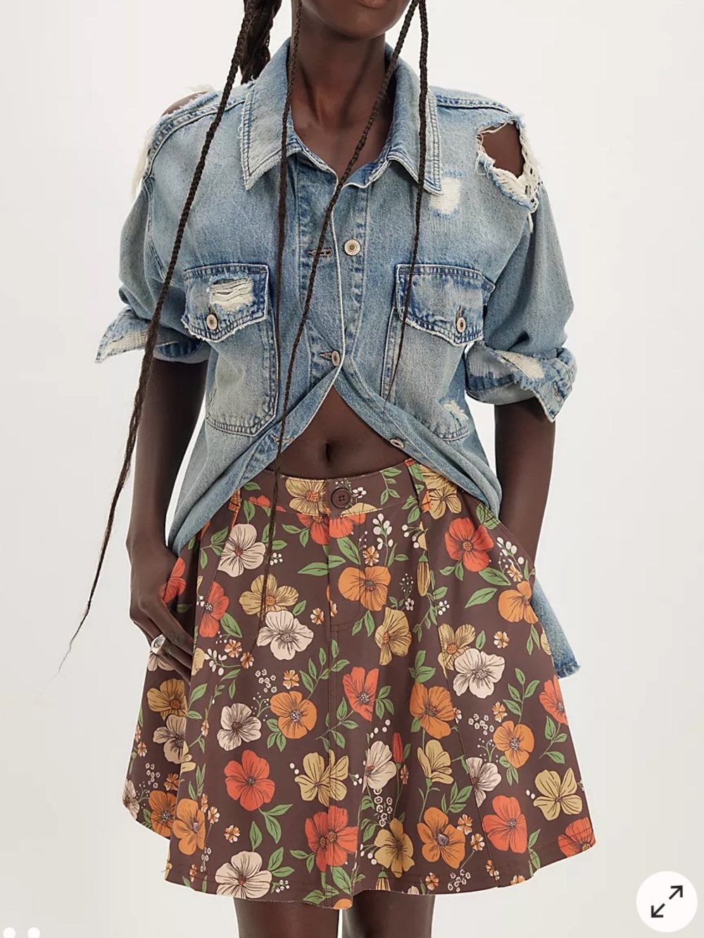 Free People Dahlia Printed Circle Mini Skirt NWT